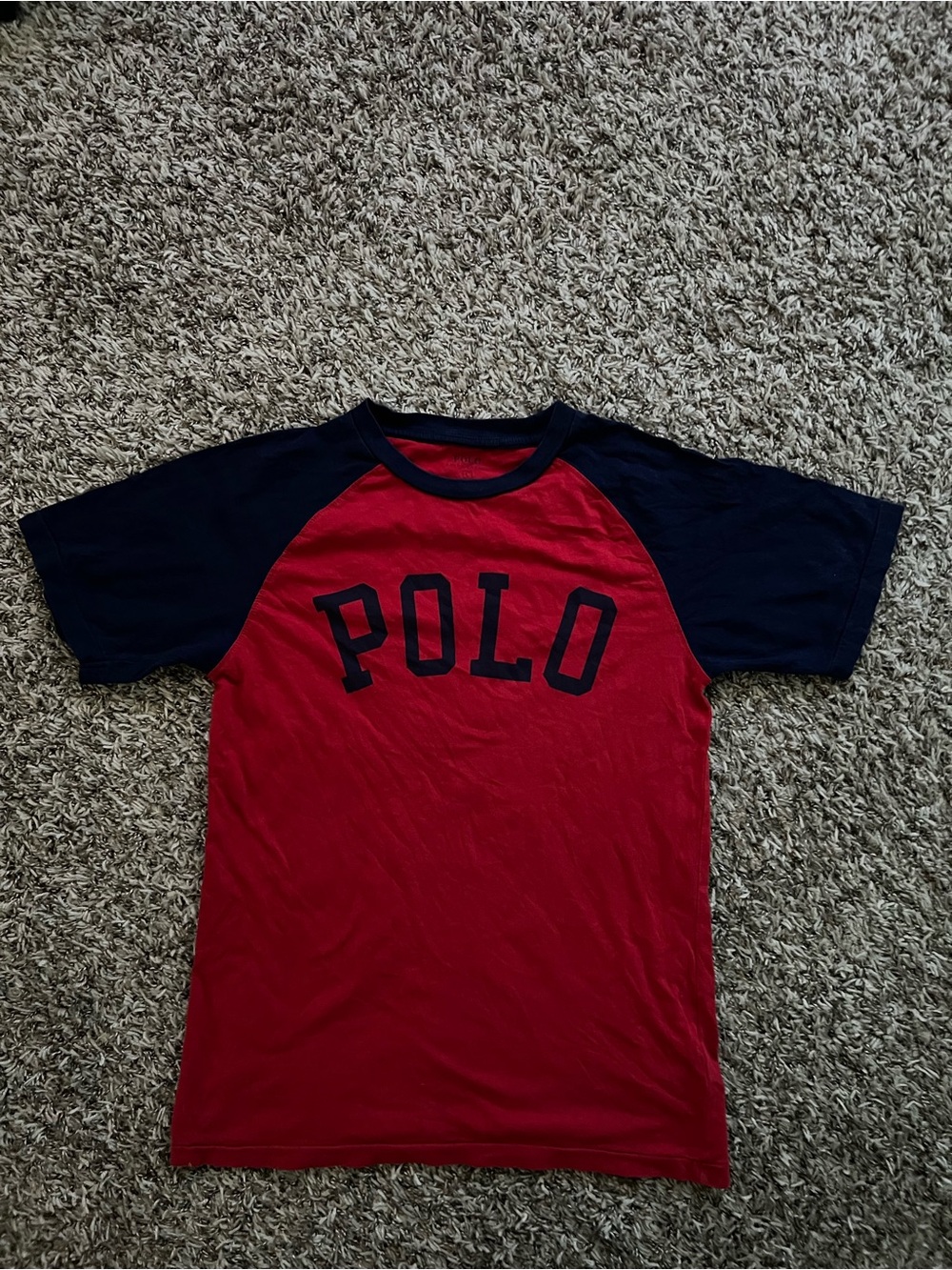 Polo by Ralph Lauren Red Tee with Navy Raglan Sleeves